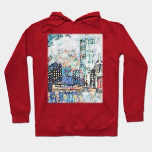 Pittsburgh Skyline / PPG / Smithfield Street Bridge original artwork by Tim Crowley Hoodie